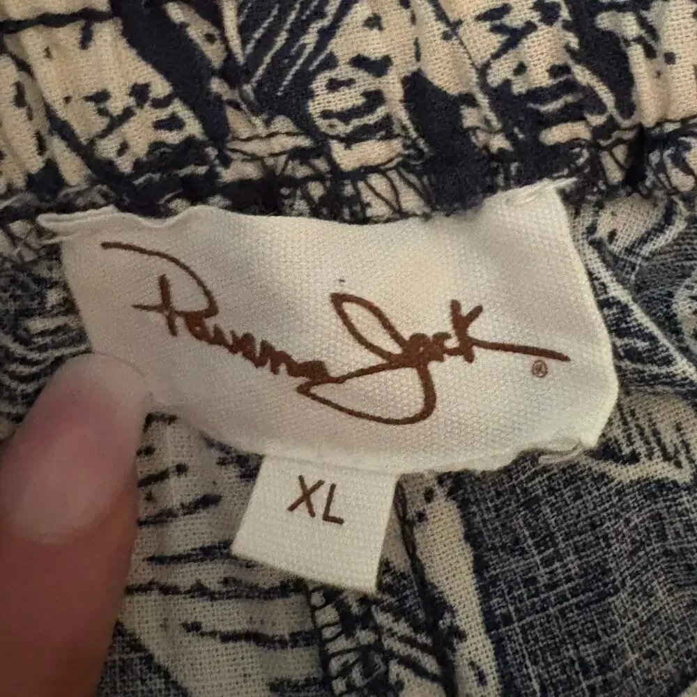 Panama Jack Beachy Tropical Pants Coastal Linen Blend Flowy Airy XL Botanical